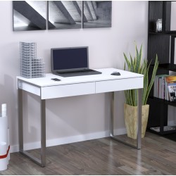 Маленький комп'ютерний стіл письмової білої ніжки хром L-11 Loft Design Маленький комп'ютерний стіл письмової білої ніжки хром L-11 Loft Design