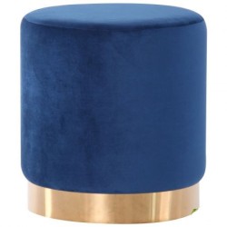 Банкетка пуф із велюру синього кольору Madrid Blue / Golden Chrom круглий м'який пуф циліндр в інтер'єр AMF Банкетка пуф із велюру синього кольору Madrid Blue / Golden Chrom круглий м'який пуф циліндр в інтер'єр AMF