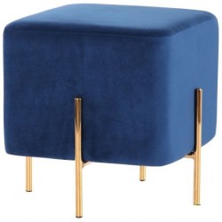 Гарний дизайнерський квадратний велюровий пуф Ritz Blue / Golden Chrom для передпокою, вітальні прикладних AMF Гарний дизайнерський квадратний велюровий пуф Ritz Blue / Golden Chrom для передпокою, вітальні прикладних AMF
