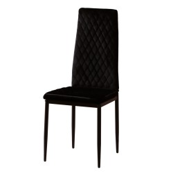 Кухонний стілець Inspiration black Special4You з високою спинкою оксамитовою оббивкою Velvet ромбоподібна строчка Кухонний стілець Inspiration black Special4You з високою спинкою оксамитовою оббивкою Velvet ромбоподібна строчка