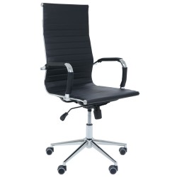 Комп'ютерне чорне крісло з тонкою спинкою Slim HB Хром Tilt Неаполь-20 з механізмом гойдання tilt AMF