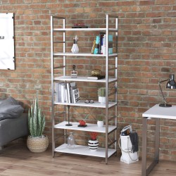Офісний стелаж високий відкритий лофт на 6 поличок L-190 NEW Loft Design Білий, Хром