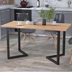 Сучасний кухонний стіл лофт обідній прямокутний Ехо Loft Design Дуб Крафт Золотой
