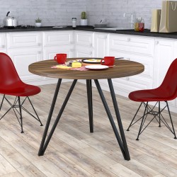 Стіл лофт обідній круглий на трьох ніжках Ліма Loft Design для маленької кухні, лоджії, балкона Горіх Модена