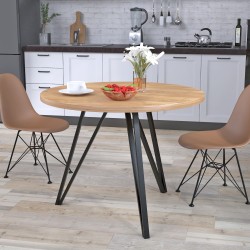 Стіл лофт обідній круглий на трьох ніжках Ліма Loft Design для маленької кухні, лоджії, балкона Дуб Крафт Золотой