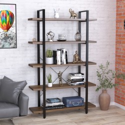 Високий відкритий Стелаж із металу лофт для дому Сингл 5-1200 Loft Design Горіх Модена Високий відкритий Стелаж із металу лофт для дому Сингл 5-1200 Loft Design Горіх Модена