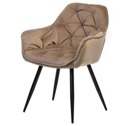 Стілець велюровий з підлокітниками м'який M-65 колір капучино cappuccino velvet VetroMebel