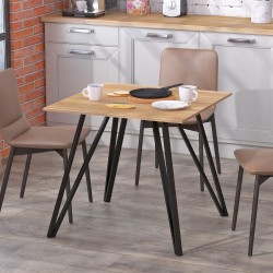 Стіл у стилі лофт обідній квадратний Лима 80-80 для кухні Loft Design Дуб Крафт Золотий Стіл у стилі лофт обідній квадратний Лима 80-80 для кухні Loft Design Дуб Крафт Золотий