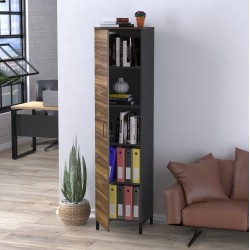 Шафа пенал офісна з полицями LT-450-1900 каркас антрацит Loft Design Горіх Модена Шафа пенал офісна з полицями LT-450-1900 каркас антрацит Loft Design Горіх Модена