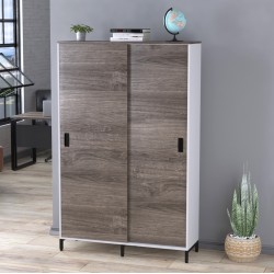 Шафа офісна для документів розсувна двостулкова LS-1200-1900 каркас білий Loft Design Дуб Палена