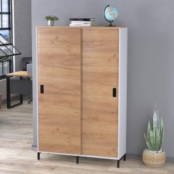 Шафа офісна для документів розсувна двостулкова LS-1200-1900 каркас білий Loft Design Дуб Крафт Золотий