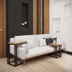 Стіл журнальна кавова приставна Кава Брейк 2 в 1 в стилі Loft для вітальні, комплект 2 шт Метал-Дизайн 650/350/480+500/285/420,