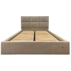 Сучасне бежеве ліжко подіум на ламелях Шеффілд 2 / Bed Sheffield 2 з підйомним механізмом Richman 160х200